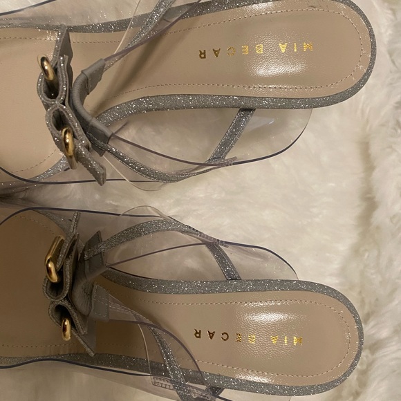 Mia Becar Marilyn Mule PVC 100 Silver Heels. Size 9.5 NWOB. - Picture 2 of 10